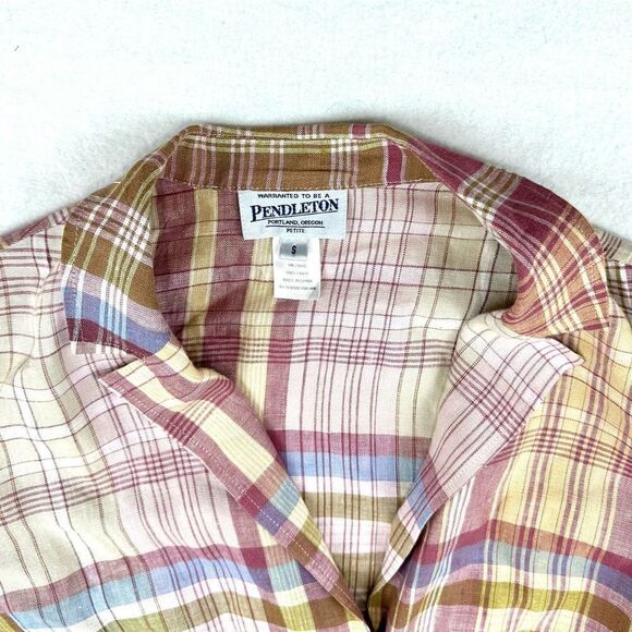 Pendleton‎ %100 Linen Pink Plaid Blazer Women’s S - Picture 2 of 11